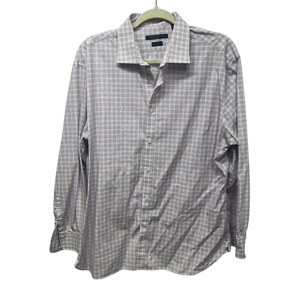 John Varvatos Slim Fit Plaid Button-Down Shirt 17 32/33 Cotton Long Sleeve large